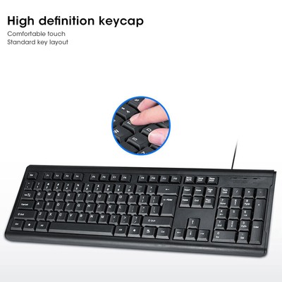USB Wired Keyboard 104 Keys Silent Business Mute Key Board PC Laptop Compute Fit