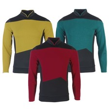 The Next Generation Picard Red Uniforms TNG Data Gold Blue Top Shirts Costumes