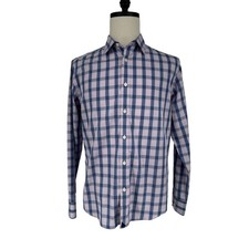 UNTUCKit Men's L Blue Pink Check Long Sleeve Button-Up Shirt Casual