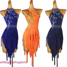 NEW Latin Dance Dress Salsa Tango Cha Cha Ballroom Rhinestone Competition Dress