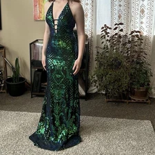 Blondie Nites Formal Prom Dress Green And Purple Sequins Size 3