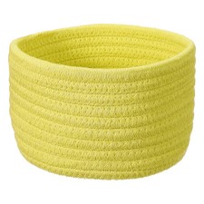 Yellow Small Cotton Rope Woven Storage Basket, Round, 6.3x4.4"