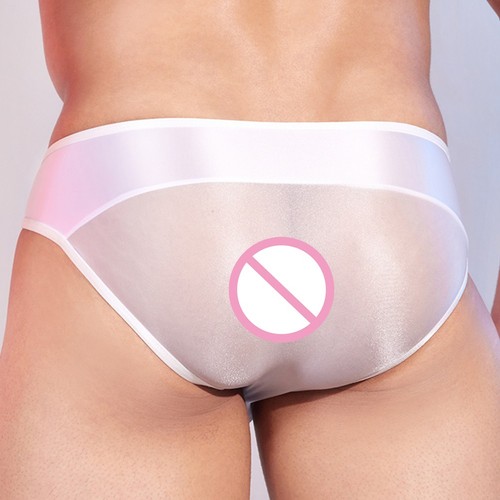 Sheer Transparent Glossy Oil Shiny Stretchy Underpants Low Waist Mens Brief - Picture 12 of 24