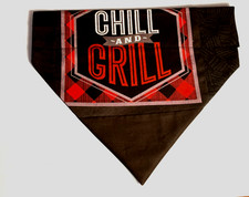Over Collar SlideOn Pet Dog Bandana ONE-OF-A-KIND CHILL  GRILL LARGE