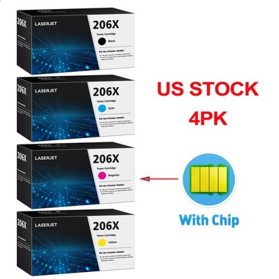 206X Toner Cartridges 4PK High Yield Fit For HP MFP M283fdw M283cdw M255dw 206A