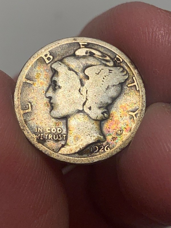 1926-P Silver Mercury Dime, Colorful Album Toning