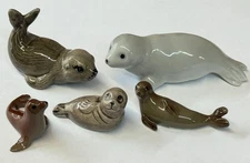 Vintage Miniature Seal Figurines Mama Babies Ocean Life Animals Super Cute