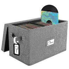 Vinyl Record Storage Box for 45 RPM LPs, 7-inch Record Holder Case with Lid