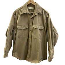 Vintage St Johns Bay Mens Shirt Beige Large Heavyweight Flannel Cotton Chamois