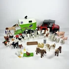 Vintage Playmobil Farm Animals, Horse Trailer, Cats & Accessories Lot x42 Pieces