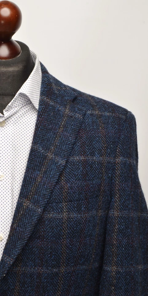 Mario Barutti Blue Check Harris Tweed Wool Blazer EU 48S / UK,US 38S Comfort Fit - Image 3 of 4