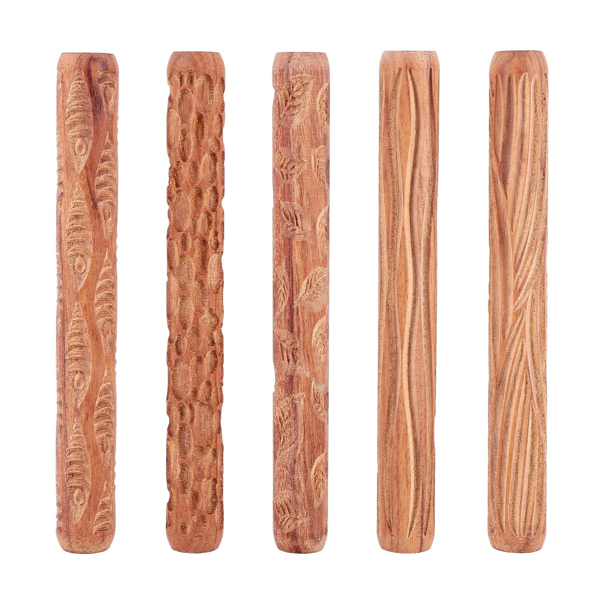 5PCS Pottery Tools Wood Hand Rollers for Clay Clay Stamp Clay Pattern8422