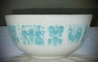 Vintage Pyrex 403 Amish Butterprint Turquoise White 2.5 Qt Mixing Bowl 1957-68