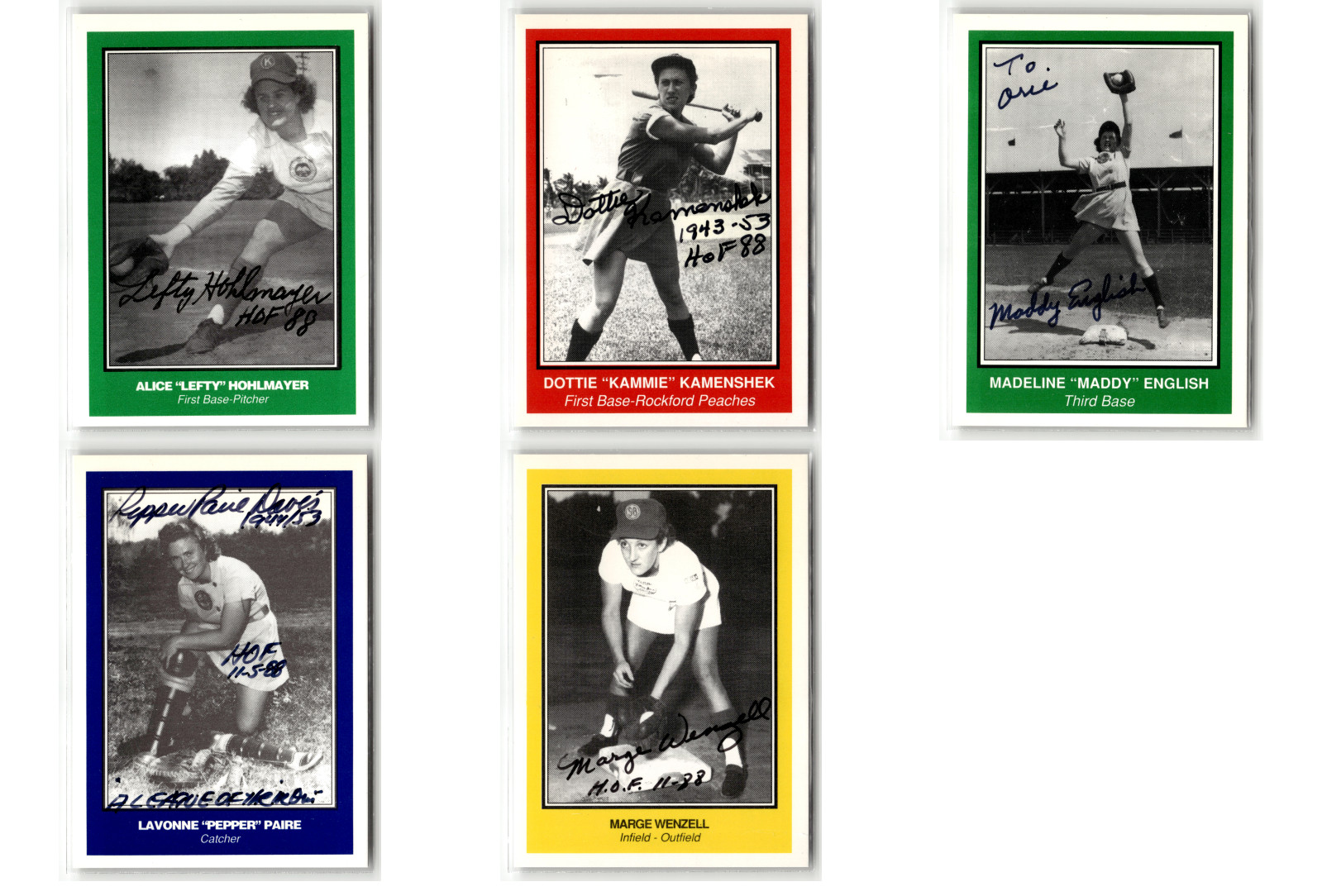 AAGPBL Auto Lot (5) Hohlmayer Kamenshek English Paire Wenzell