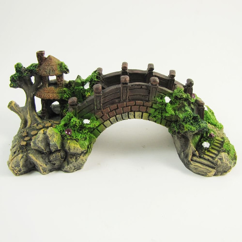 New Aquarium Decoration Bridge Pavilion tree fish Tank Resin Ornaments DHLink