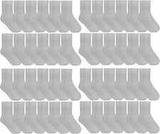 60 Pairs of Yacht  Smith Kids Premium Cotton Crew Socks Gray 4-6 - Boys