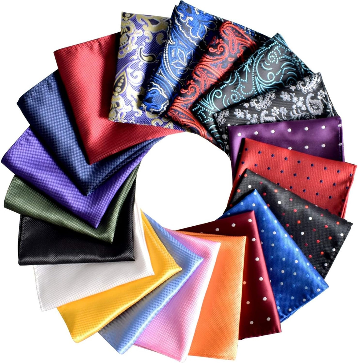 Pocket Squares for Men 10X10 Inch, 20 Pack Handkerchiefs Set