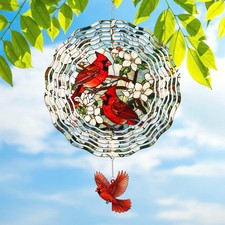 Cardinal Wind Spinner 3D Stainless Steel Garden Decor for Outdoor Spaces