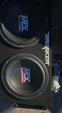 MTX Terminator TNE212D Dual 12 Subwoofer with Capacitor and Amp Bundle