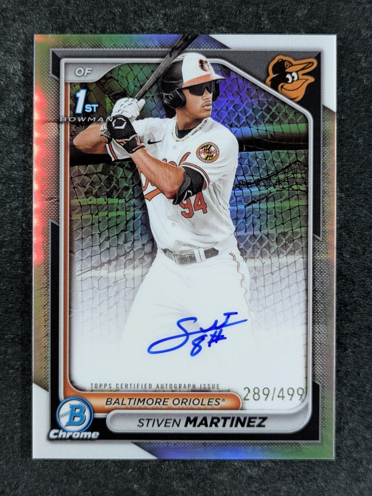 2024 Bowman Chrome STIVEN MARTINEZ 289/499 1st Bowman Auto Refractor #CPA-SM