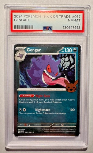 Gengar (Cosmos Holo) 057/091 Trick or Trade 2024 Holo PSA 8