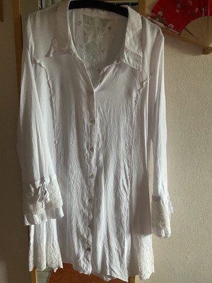 TREDY Fashion Long Tunika weiss Gr 46 Romantik Look neuwertig, nie getragen