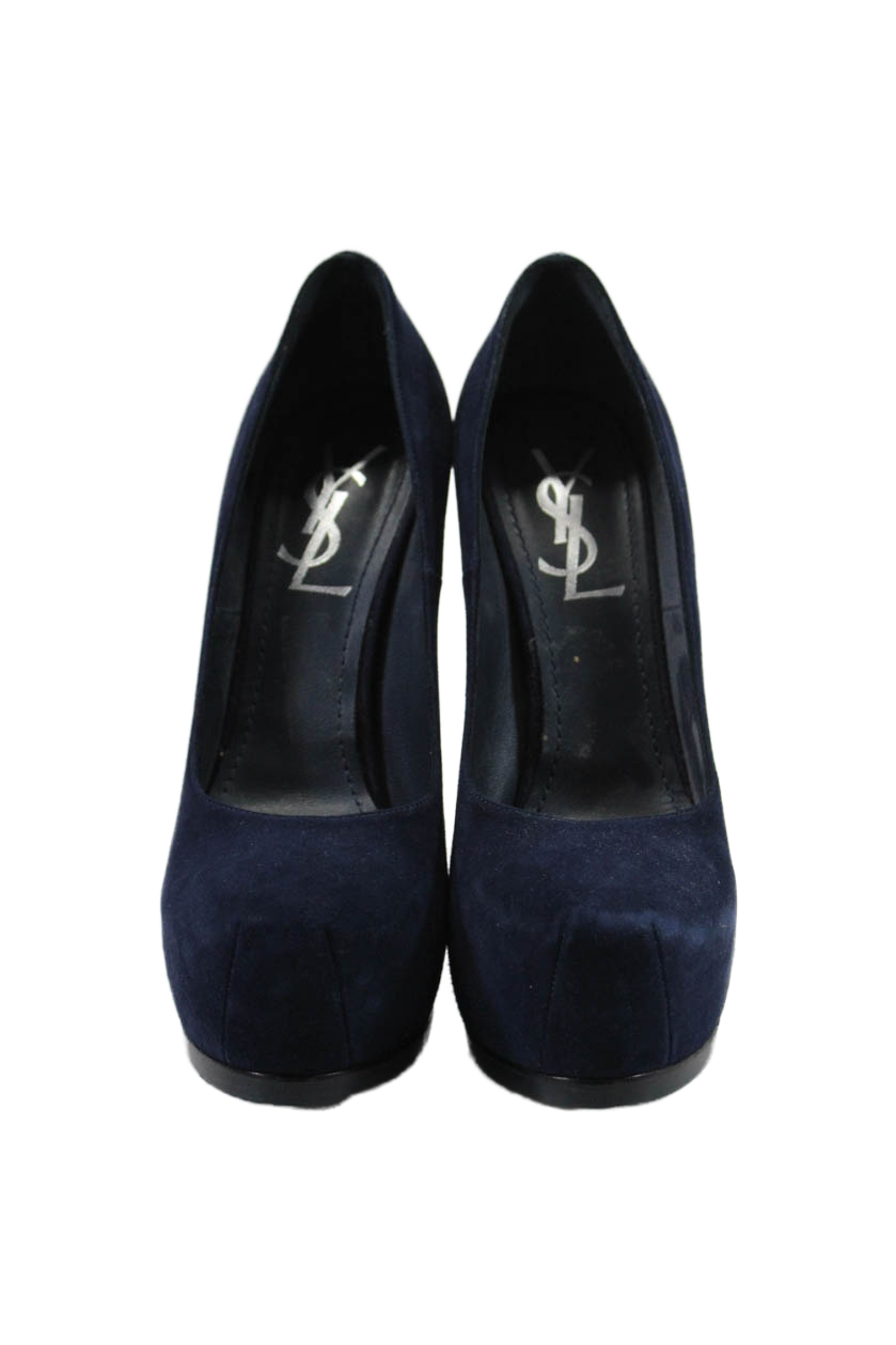 Yves Saint Laurent decolte donna stiletto plateau tribtoo camoscio navy taglia 36 5