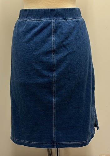 J. Jill Pure Jill Indigo Skirt Pull On Stretch Denim Pencil Knee Length SZ M - Picture 6 of 8