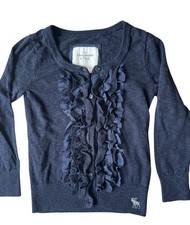 Abercrombie  Fitch Y2K Cardigan Sweater Girls Youth Small Blue Ruffle Preppy