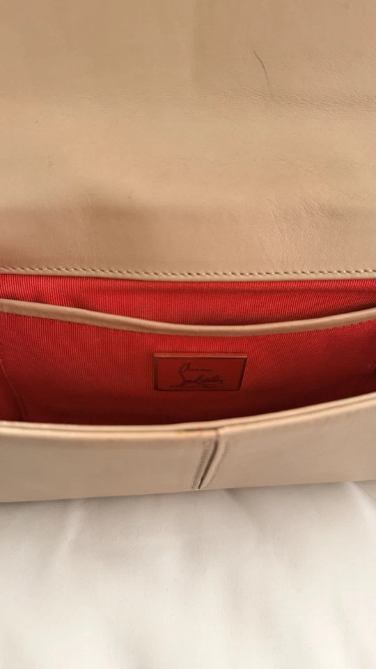 Christian Louboutin Women’s Beige Leather Marquise Spiked Clutch - Image 2 of 4