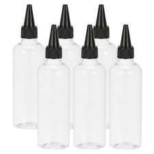 6 Pcs 3.4oz(100ml) Plastic Dispensing Bottle with Black Twist Cap Clear
