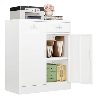 CJF Locking Metal Storage Cabinet with 2 Doors and Drawers for Office/Garage
