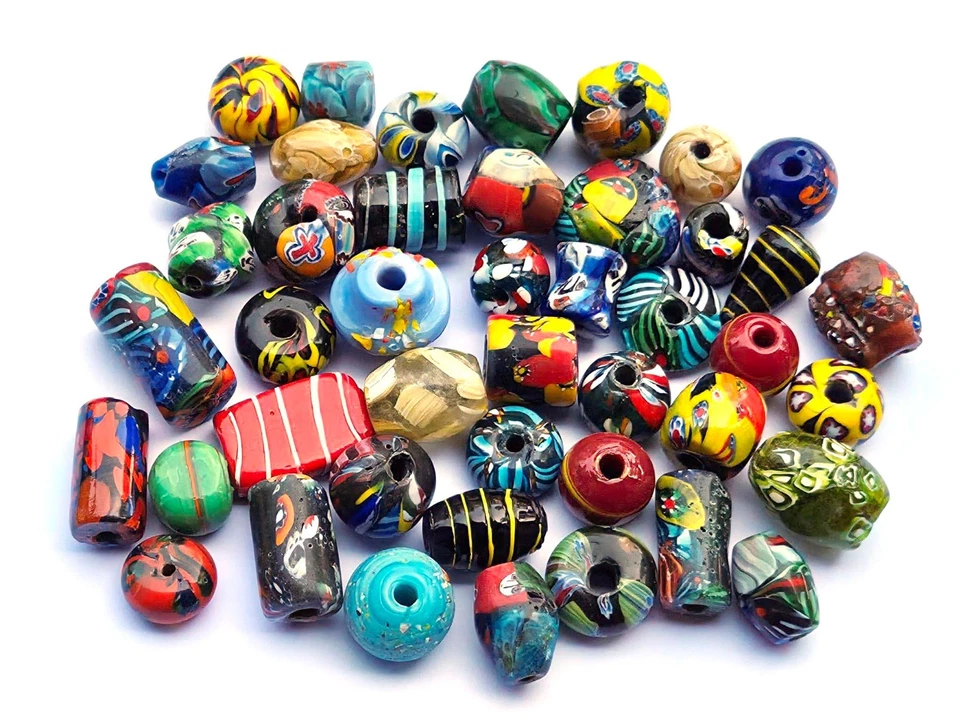 Millefiori Glasperlen Lampwork Große Perlen 500g Perlenset Perlenmischung Mix31 - Bild 3 von 4