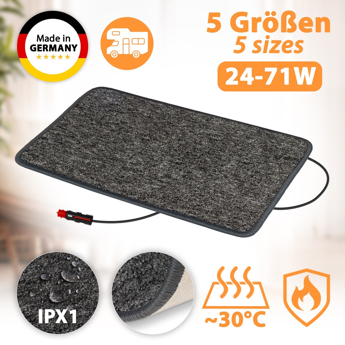 Heated Carpet Heating Pad Infra Red 12V Footwarmer Floor Heating
