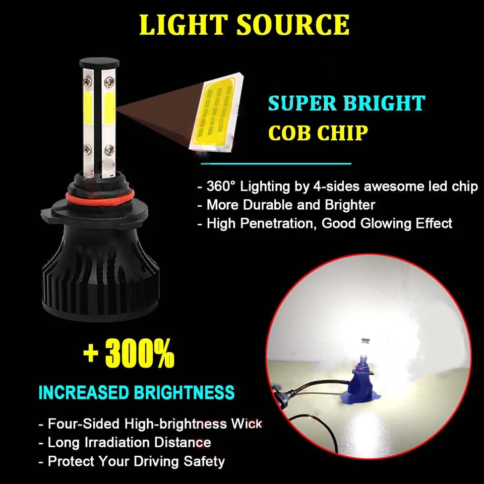 LED Headlights + Fog Light 6x Bulbs for 2003 2004 2005 2006 GMC Sierra 1500 3500 - Image 4 of 4