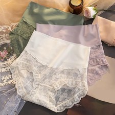 Comfortable High Waisted Lace Triangle Underwear Pants Lightweight Women