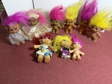 vintage lot of 9 troll dolls multiple makers and sizes
