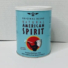 American Spirit Tobacco Rolling Papers Tin EMPTY Discontinued RARE Light Blue