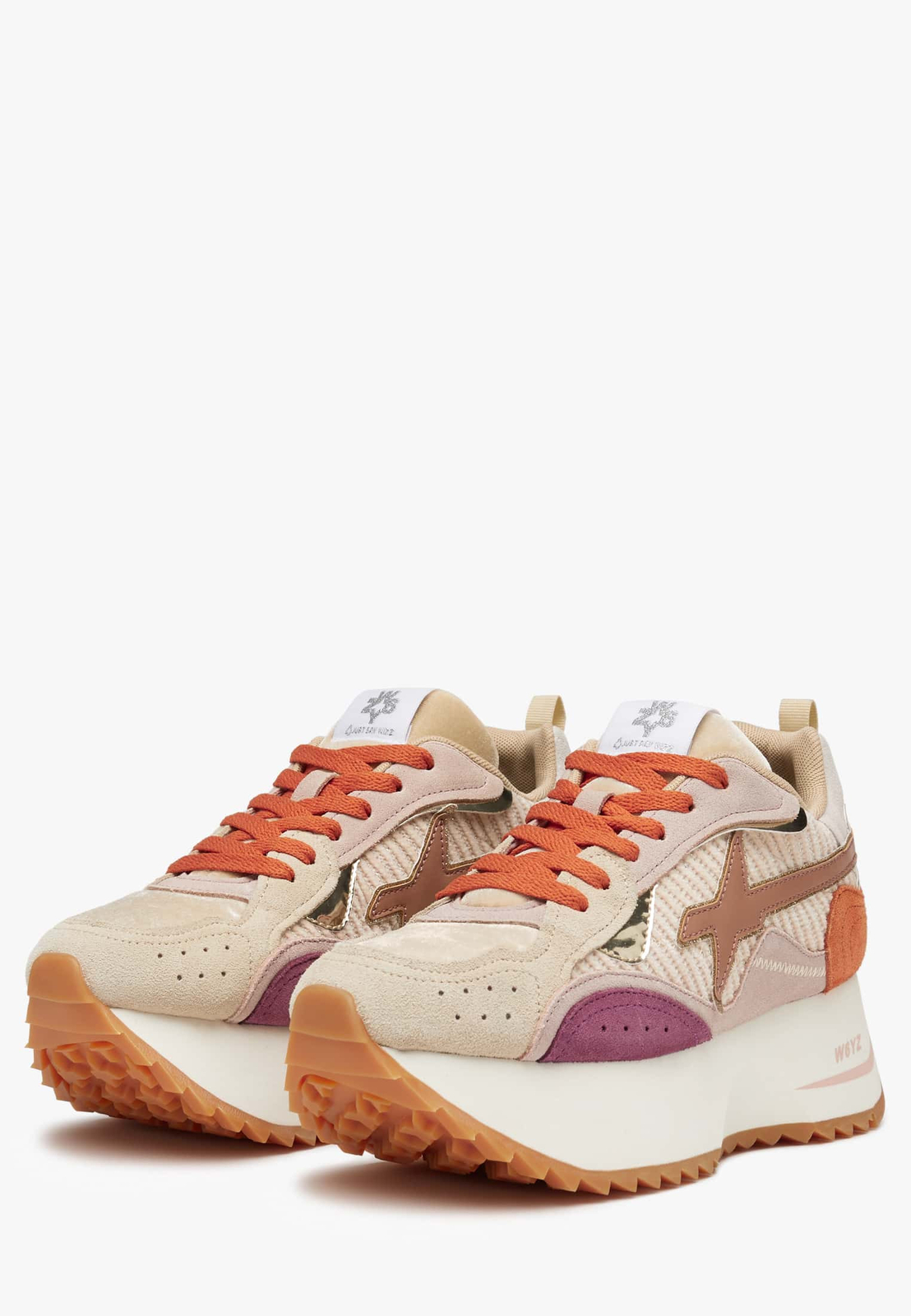 W6YZ Just Say Wizz Anny W Baskets Femme Platform Lacets Beige Multicolore eBay