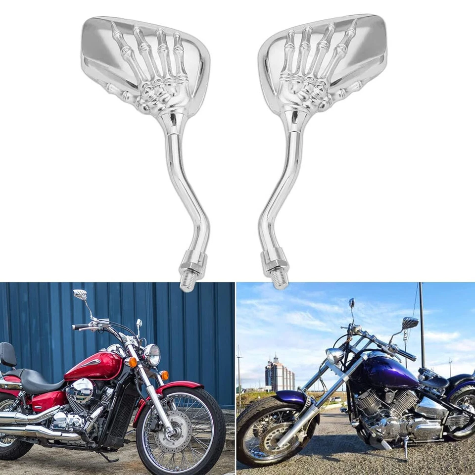Espejos retrovisores Skull moto para Honda CB 350 450 500 550 600 650 Suzuki Foto 2 de 4