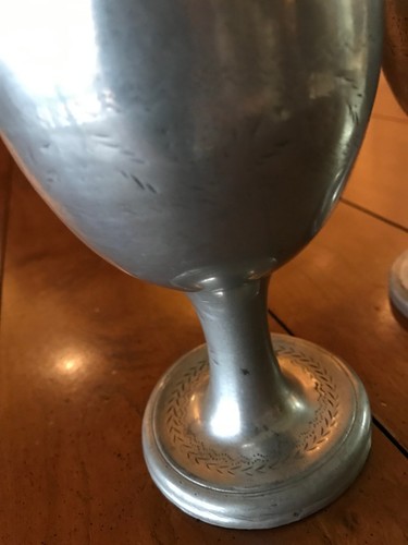 Pair of Antique Pewter Wine Goblets c. 1800 from Scotland - Picture 8 of 16