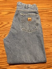 Carhartt Relaxed Fit Blue Jeans Men's Size 36WX30L Actual 5 Pocket Bootcut EUC