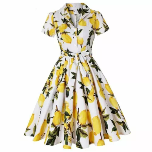 Woman Ladies 40s 50s Rockabilly Vintage Style Floral Print/Plaid Cotton Dress UK - Picture 13 of 28