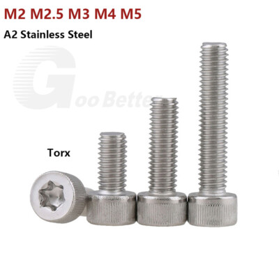 Zylinderschrauben M2 M2.5 M3 M4 M5 A2 TX Edelstahl TORX Zylinderkopf Schrauben