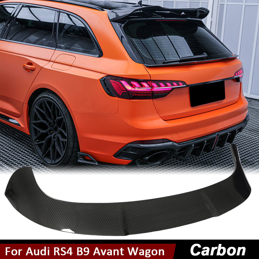 For Audi RS4 B9 Avant Wagon 20-21 DRY CARBON FIBER Rear Roof Spoiler Window Wing