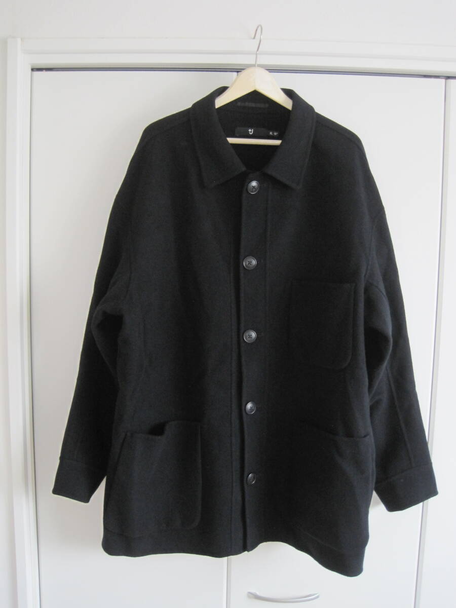 UNIQLO+J Wool Blend Oversized Shirt Jacket Coverall Black XL