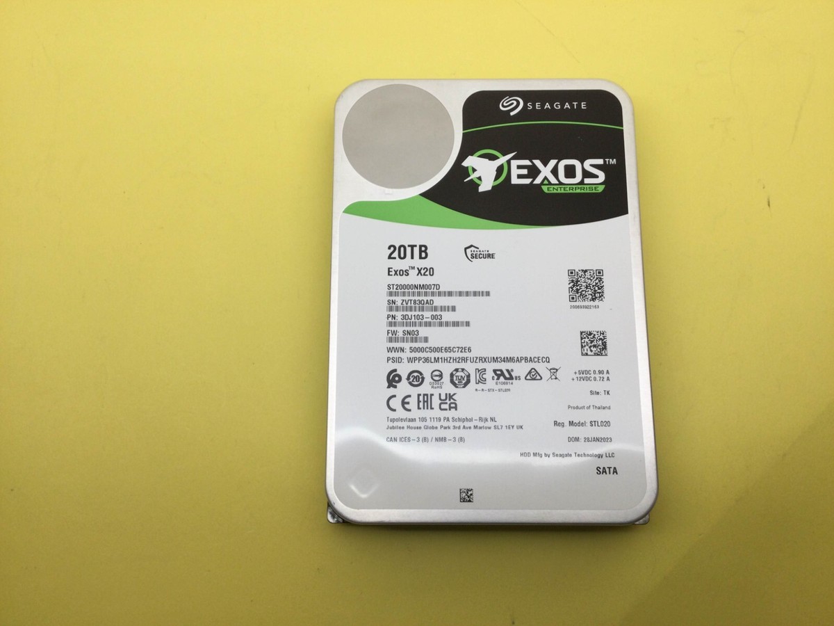 Seagate Exos X20 20TB 7.2K SATA 6Gb/s 256MB 3.5in Internal HDD