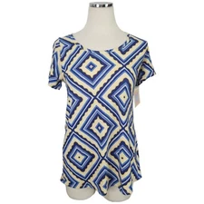 LuLaRoe Classic Blue Geometric T-Shirt Size XS Short Sleeve New