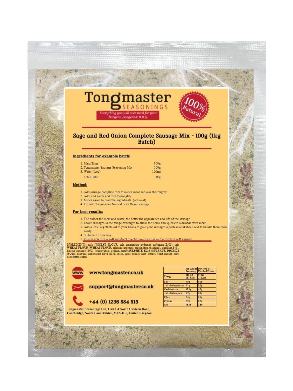 Sage and Red Onion Sausage Complete Mix - 100g (1kg Batch)