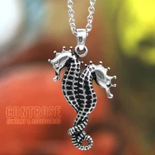 Couple Seahorses Necklace Ocean Love Pendant with Crystals By Controse